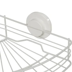 Étagère de douche panier d'angle à ventouse blanc