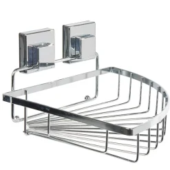 Étagère de douche panier d'angle à ventouse gris