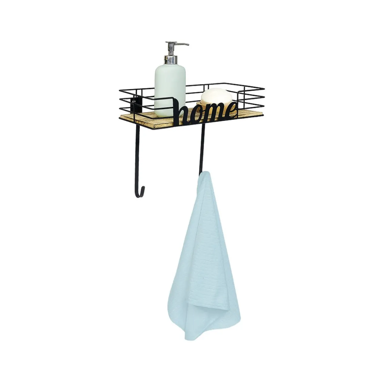 Étagère de rangement avec 2 crochets