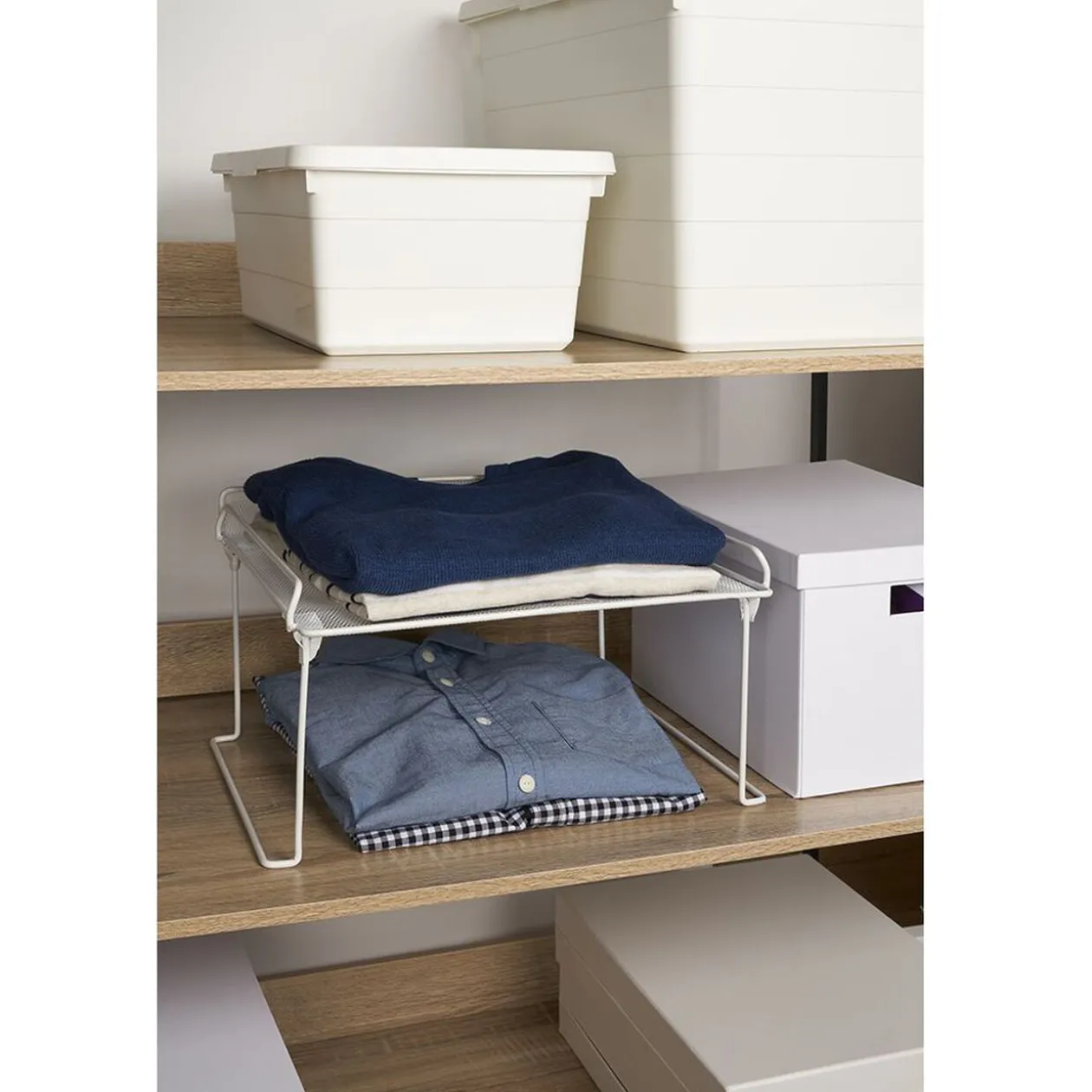 Étagère de rangement superposable blanche