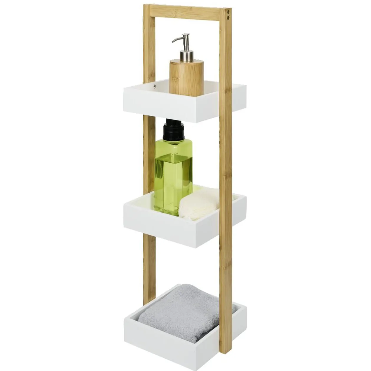 Étagère de salle de bain à 3 niveaux bambou 22x24xH73cm