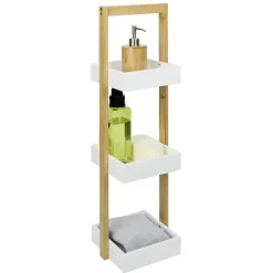Étagère de salle de bain à 3 niveaux bambou 22x24xH73cm