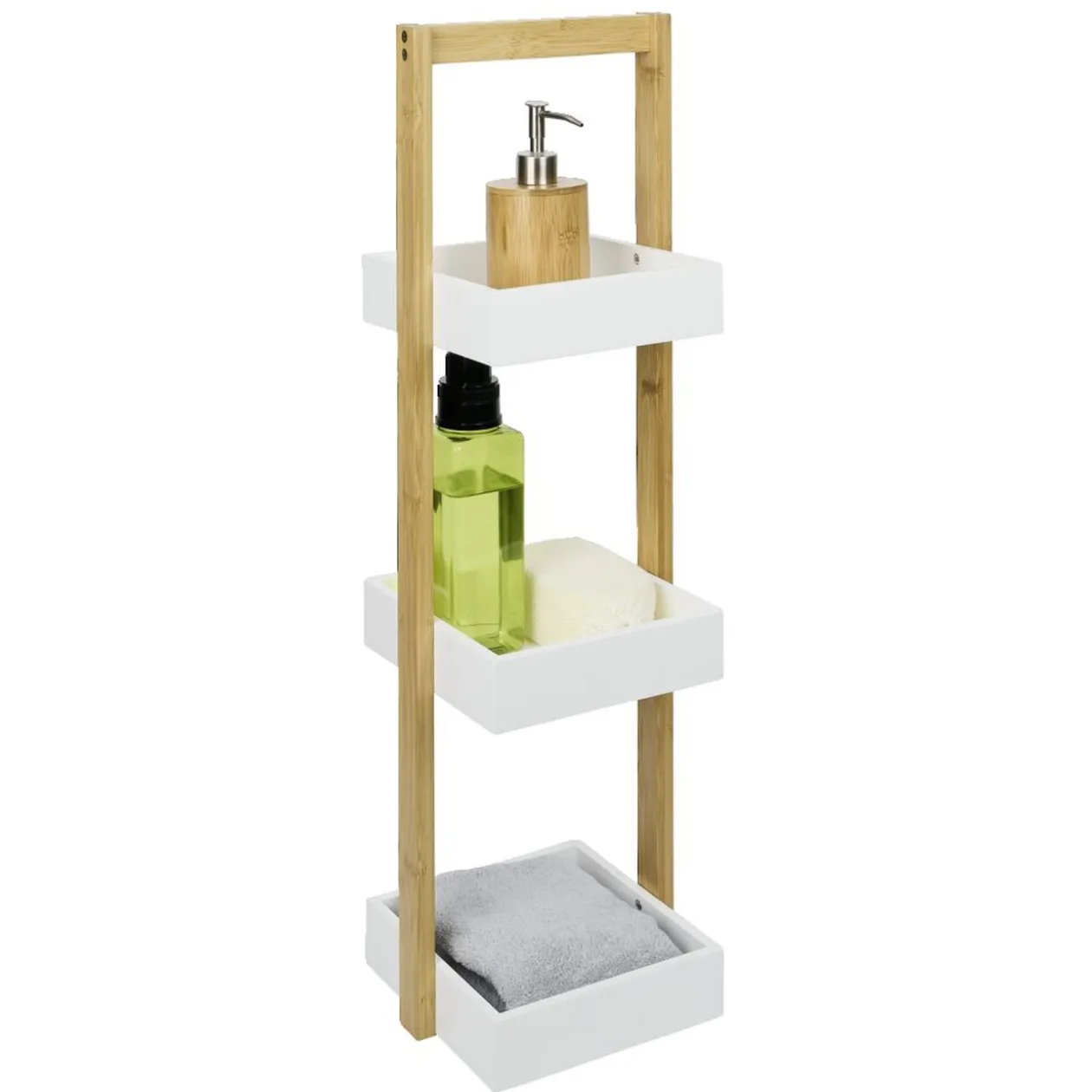 Étagère de salle de bain à 3 niveaux bambou 22x24xH73cm