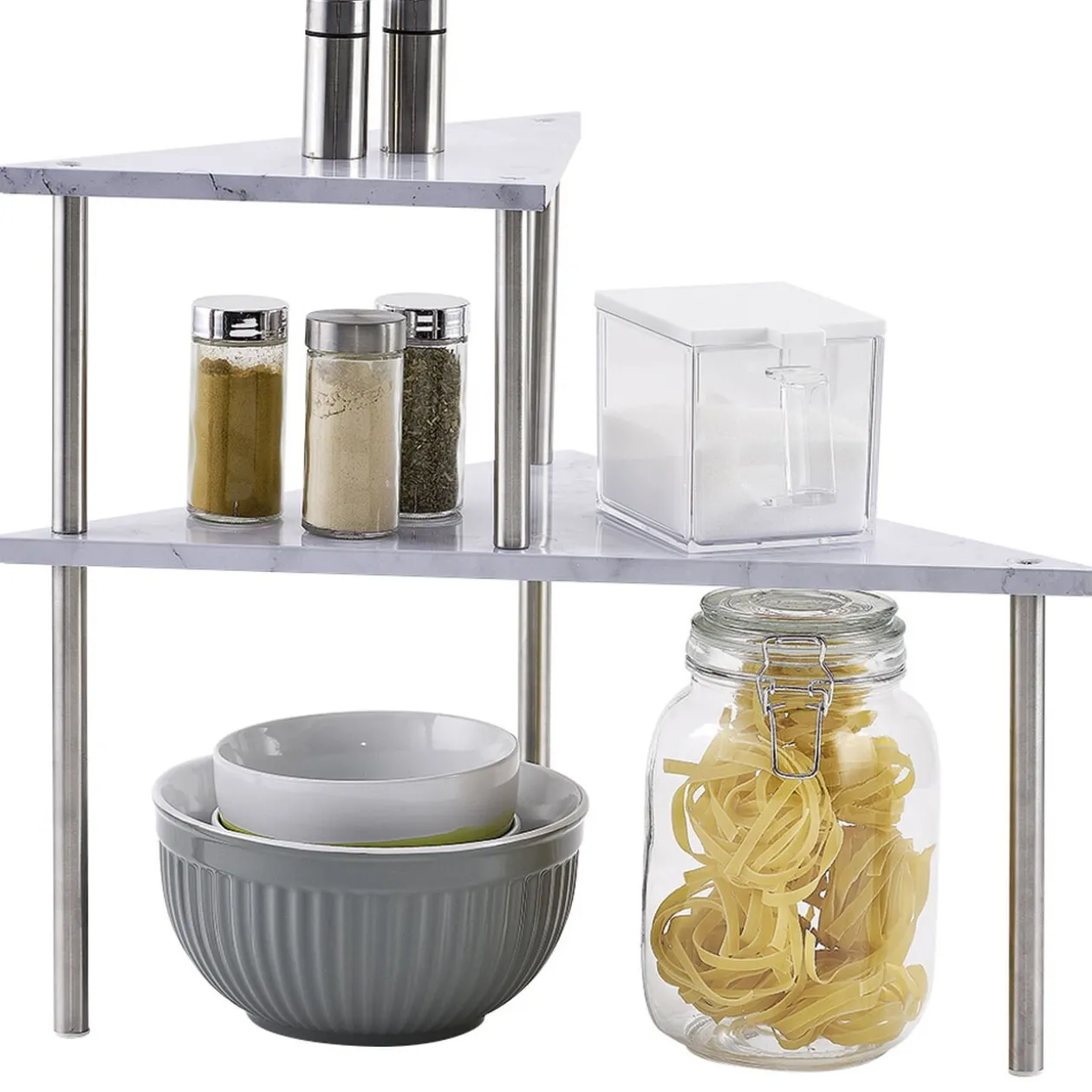 Étagère effet marbre 2 niveaux