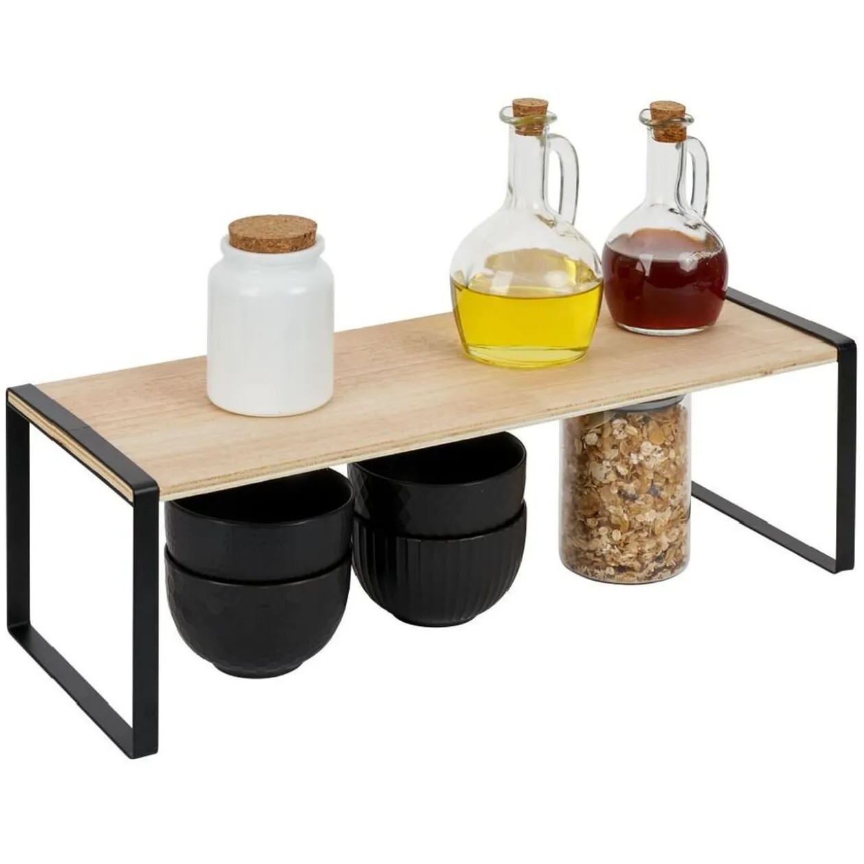 Étagère en bois et métal noir 50x15xH18cm