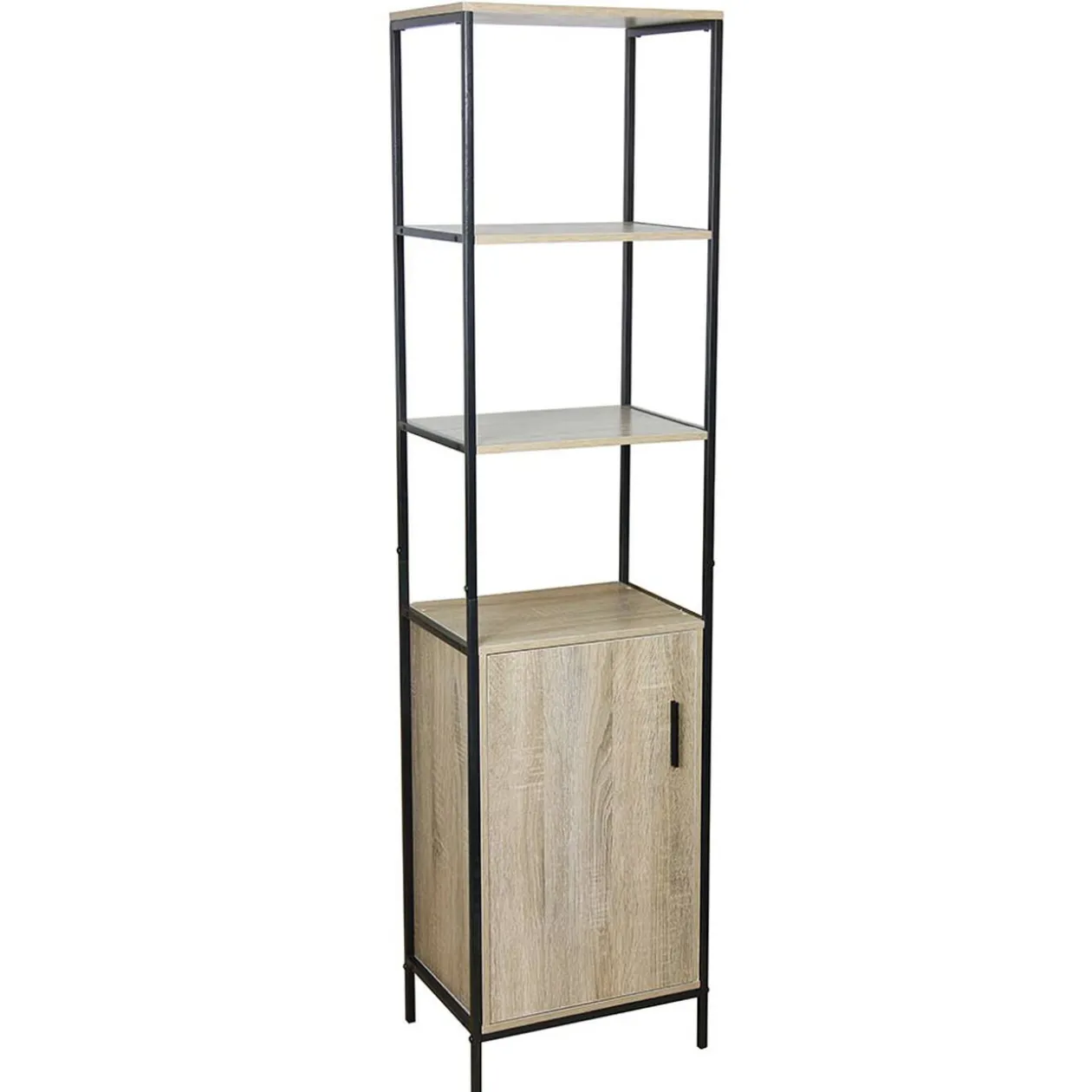 Étagère en métal et mdf 3 niveaux et placard