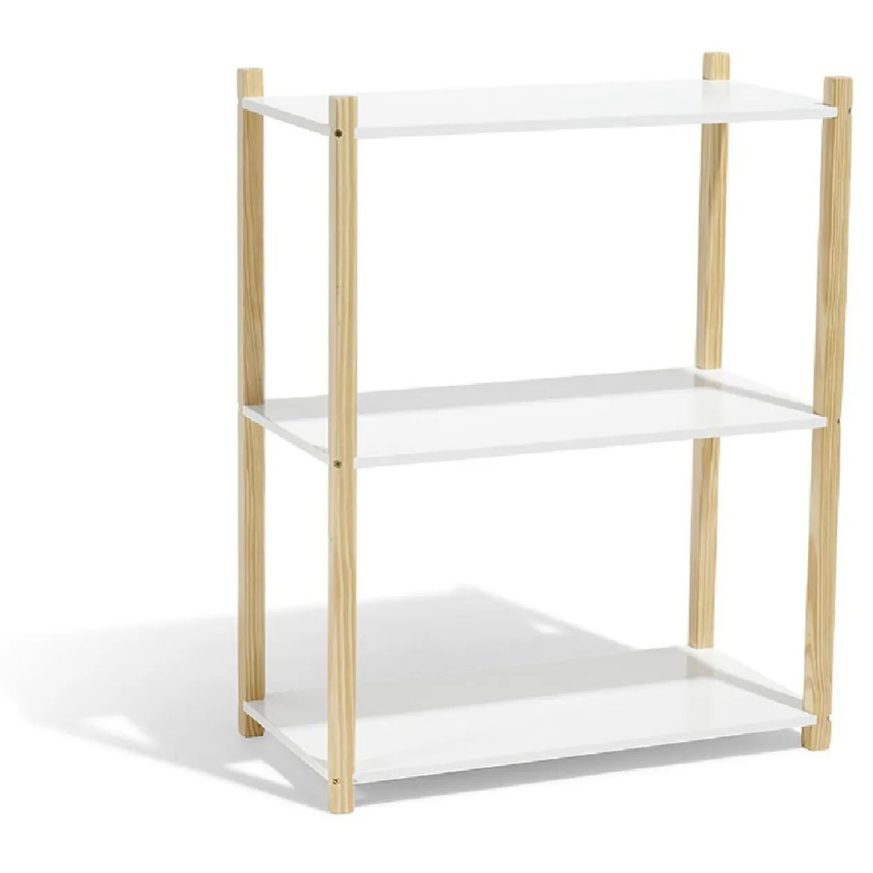 Étagère en pin blanc et naturel 3 niveaux