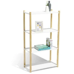Étagère en pin blanc et naturel 4 niveaux
