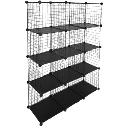 Étagère multi cubes grillage noir