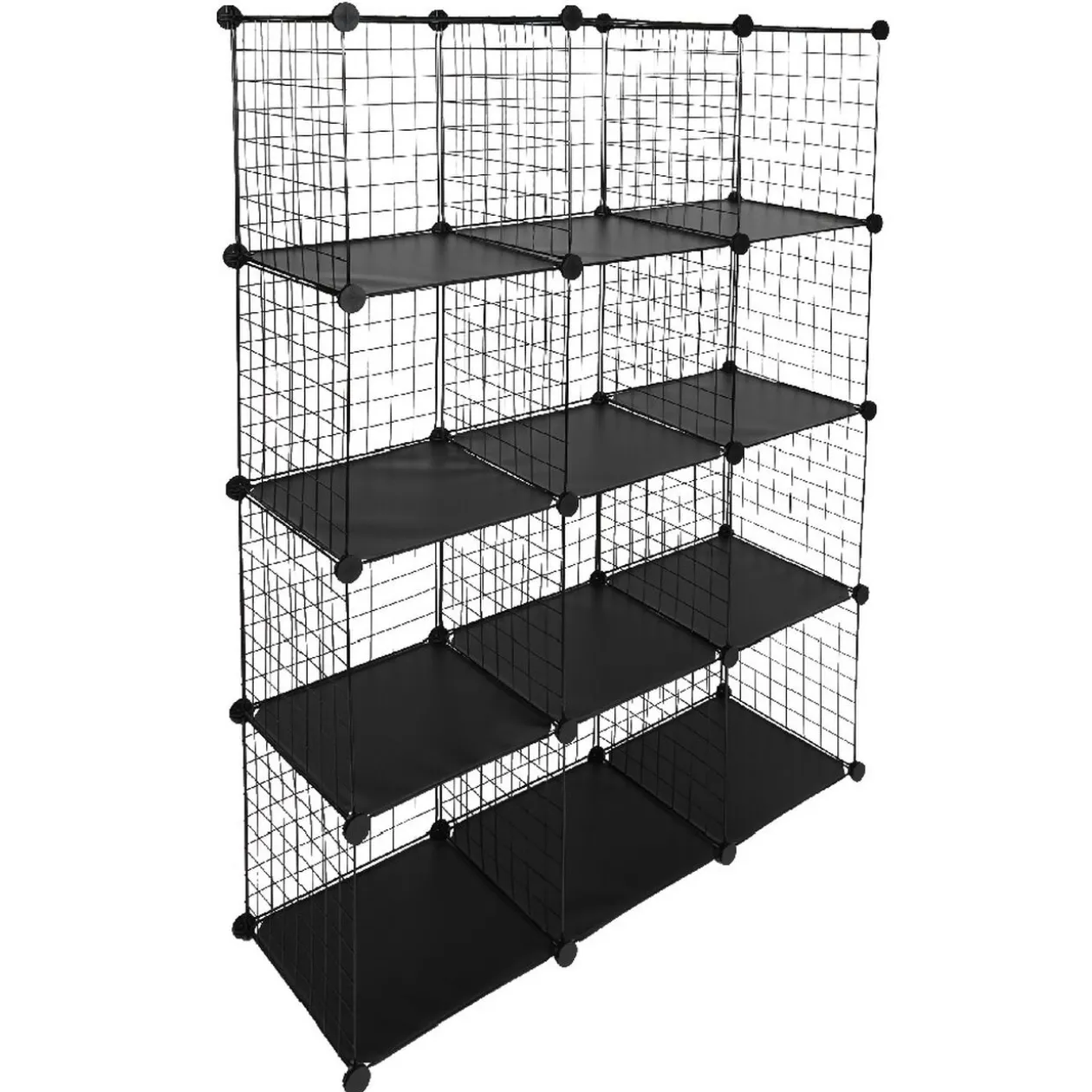 Étagère multi cubes grillage noir