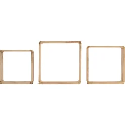 Étagère murale carrée en bois x 3