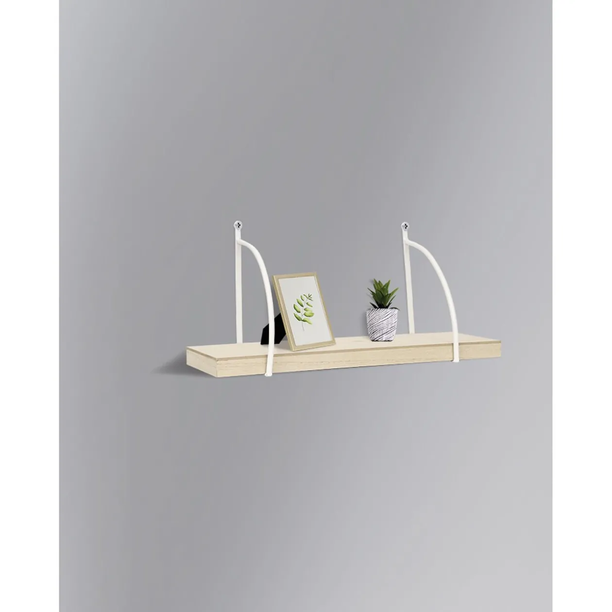 Étagère murale naturel et blanc 52,5x17xH23,7 cm - Ronny