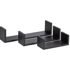 Étagère murale rectangulaire noire x3