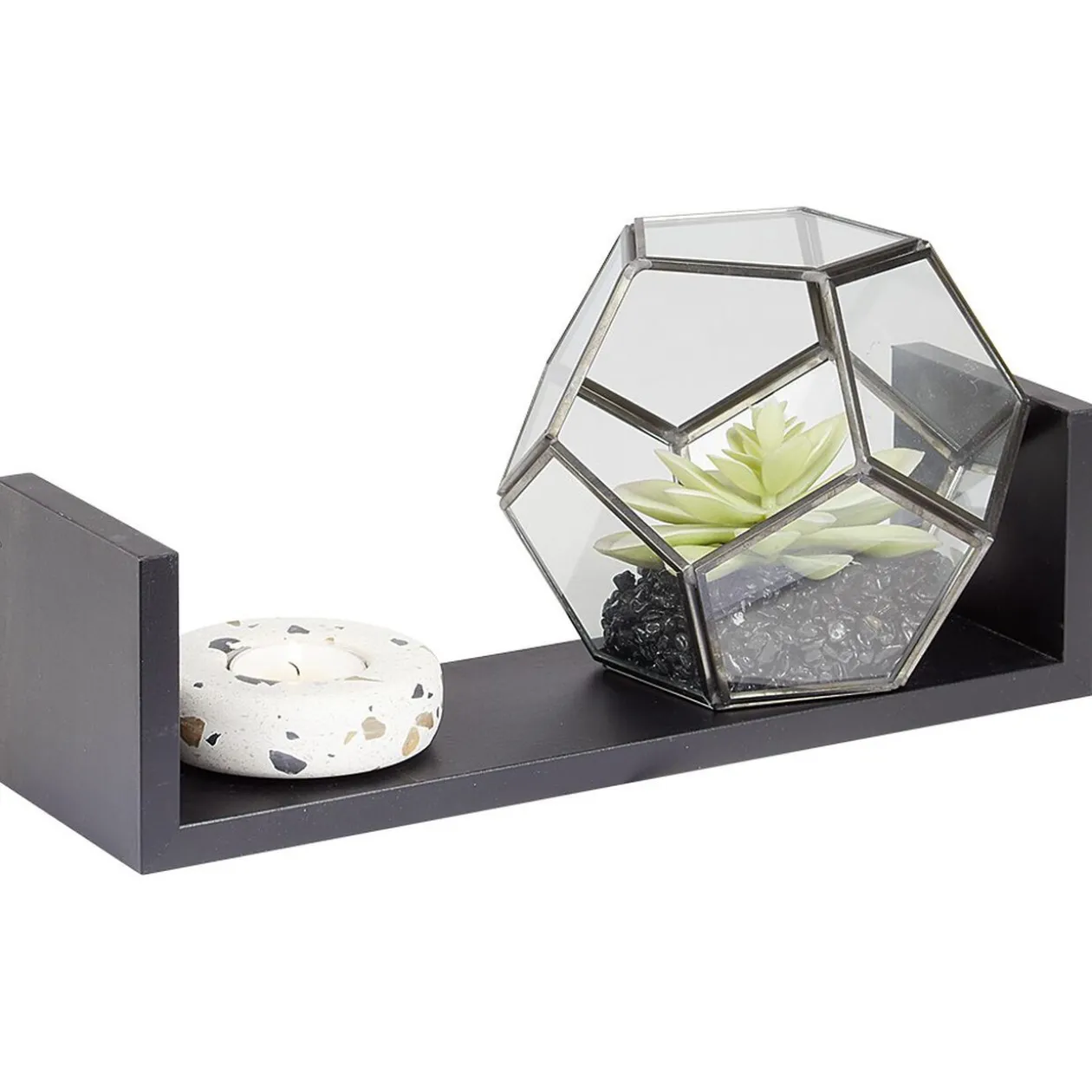 Étagère murale rectangulaire noire x3