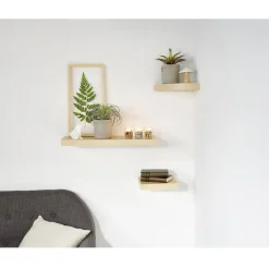 Étagère murale rectangulaire bois beige