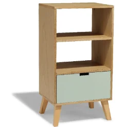 Étagère Pia bois clair et vert d’eau 1 tiroir