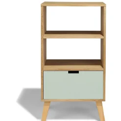 Étagère Pia bois clair et vert d’eau 1 tiroir