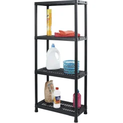 Étagère plastique noir 4 niveaux L60xl30xH138cm