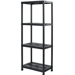 Étagère plastique noir 4 niveaux L60xl30xH138cm