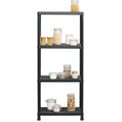 Étagère plastique noir 4 niveaux L60xl30xH138cm