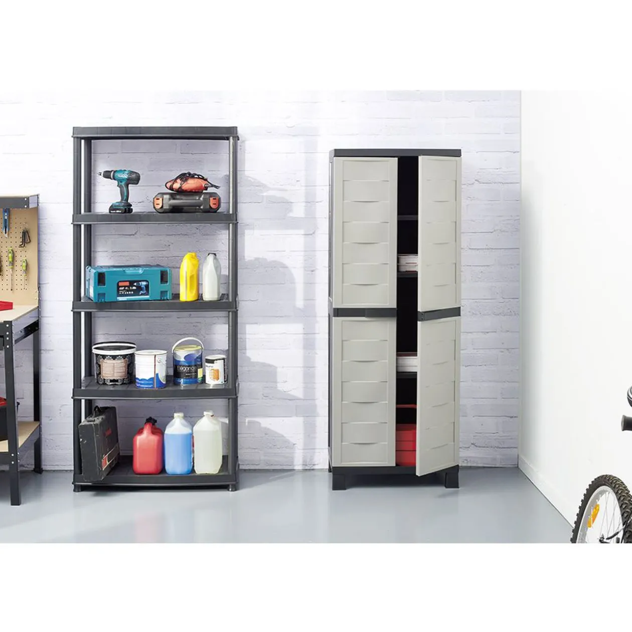 Étagère plastique noir 5 niveaux L71xl35xH180cm