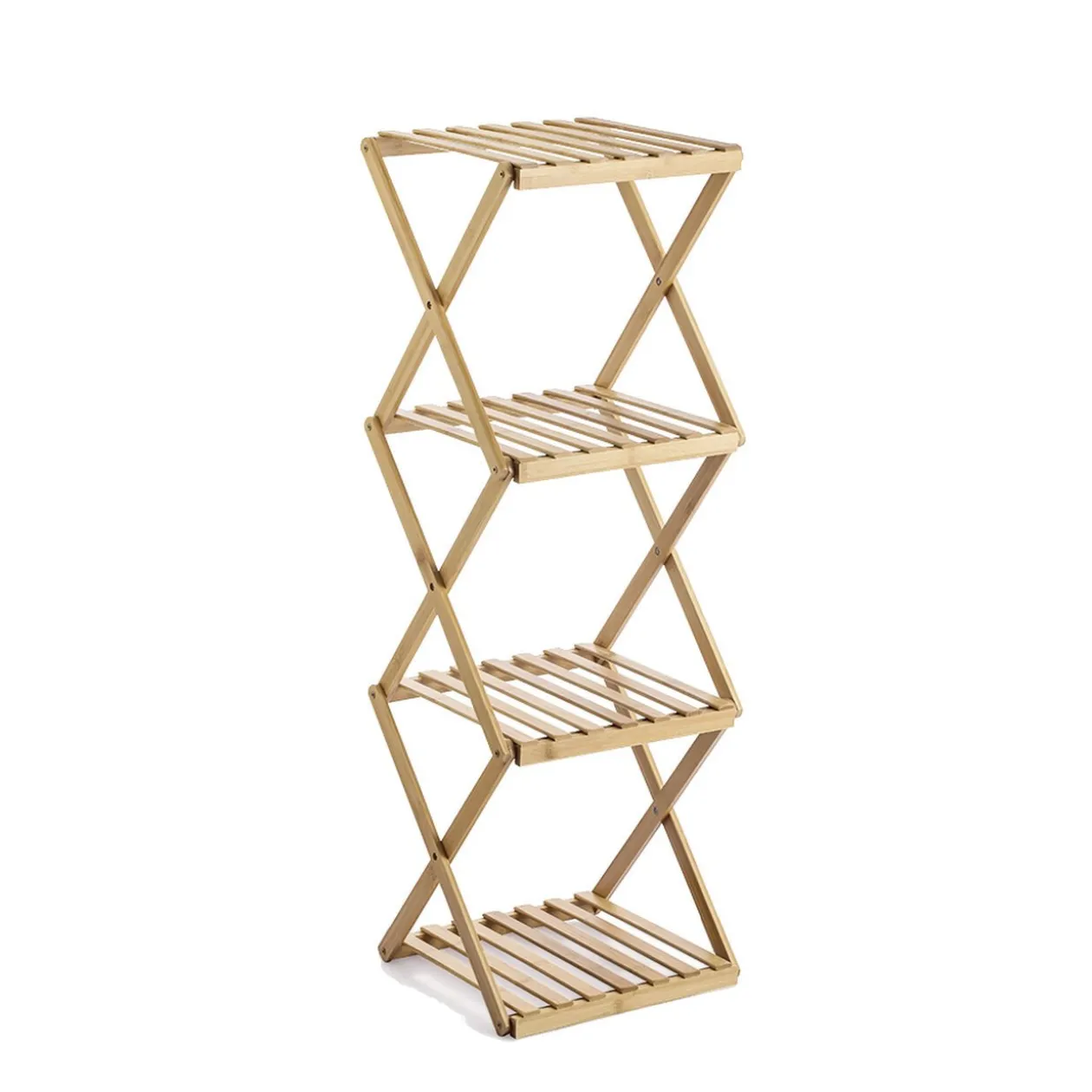 Étagère pliable en bambou 4 niveaux H91cm