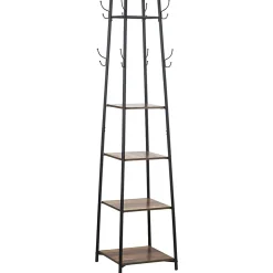 Étagère portant 5 niveaux 8 crochets métal et bois