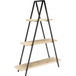 Étagère pyramide 3 niveaux noir naturel