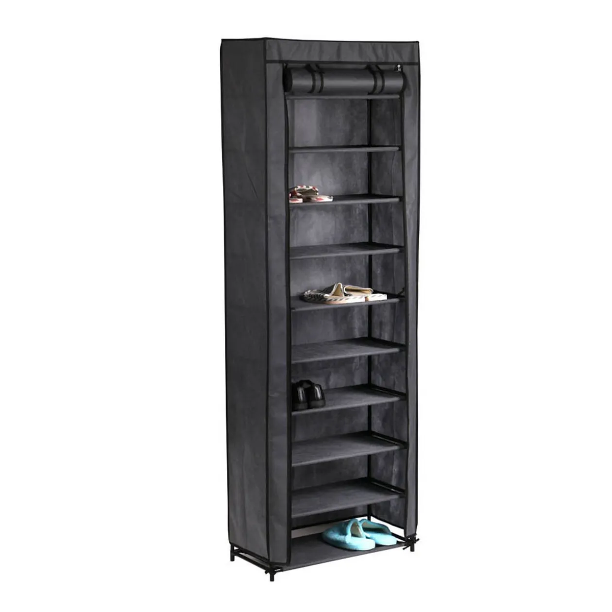 Étagère range chaussures avec housse anti poussière 30 paires