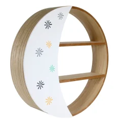 Étagère ronde en bois design demi lune L38xP8xH38 cm