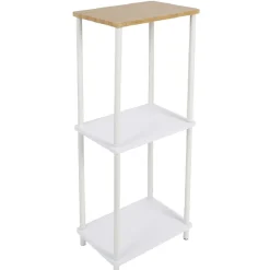 Étagère salle de bain 3 niveaux en bambou blanche