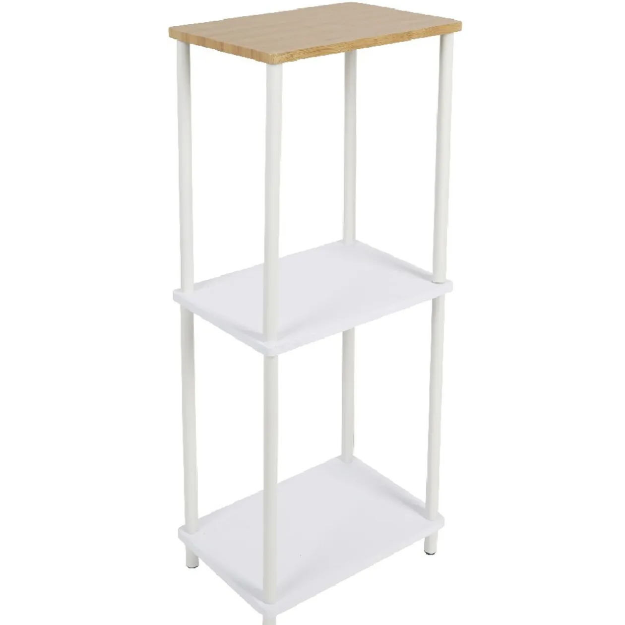 Étagère salle de bain 3 niveaux en bambou blanche