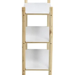 Étagère scandinave bois 3 niveaux blanc et naturel