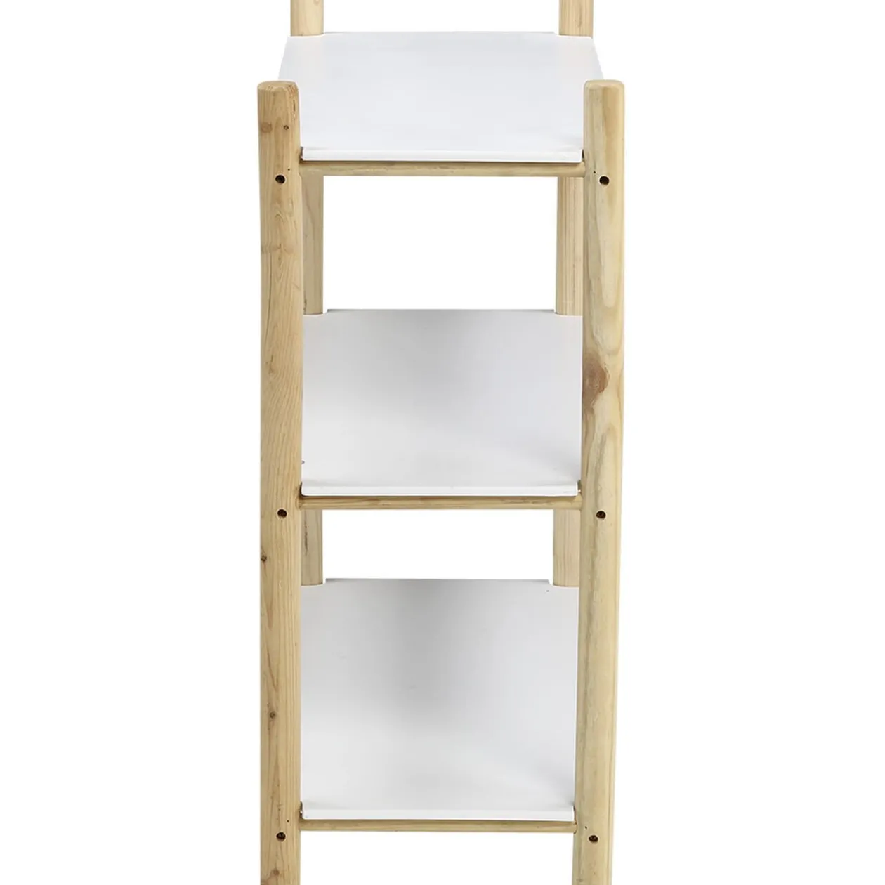 Étagère scandinave bois 3 niveaux blanc et naturel