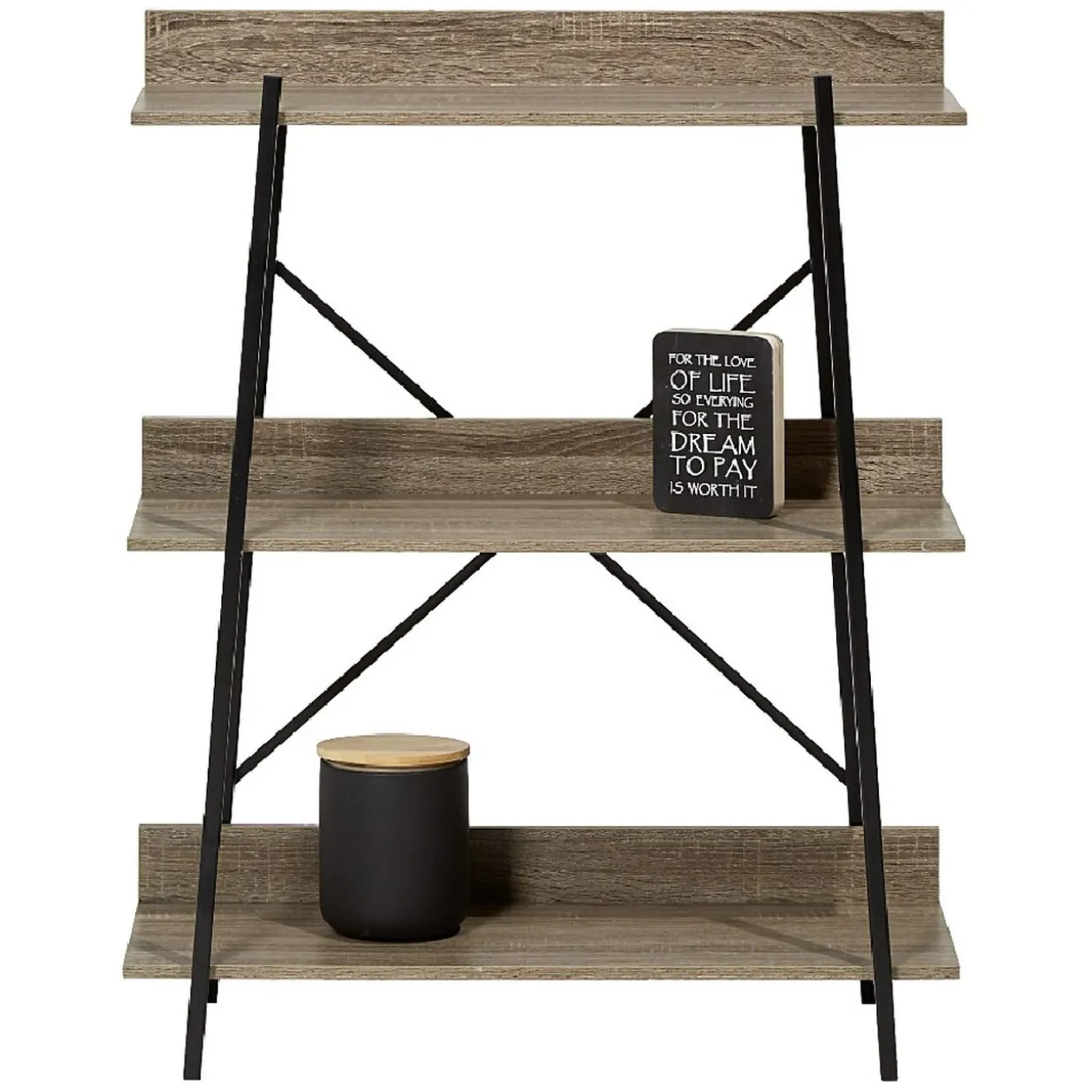 Étagère style industriel bois et métal 3 niveaux