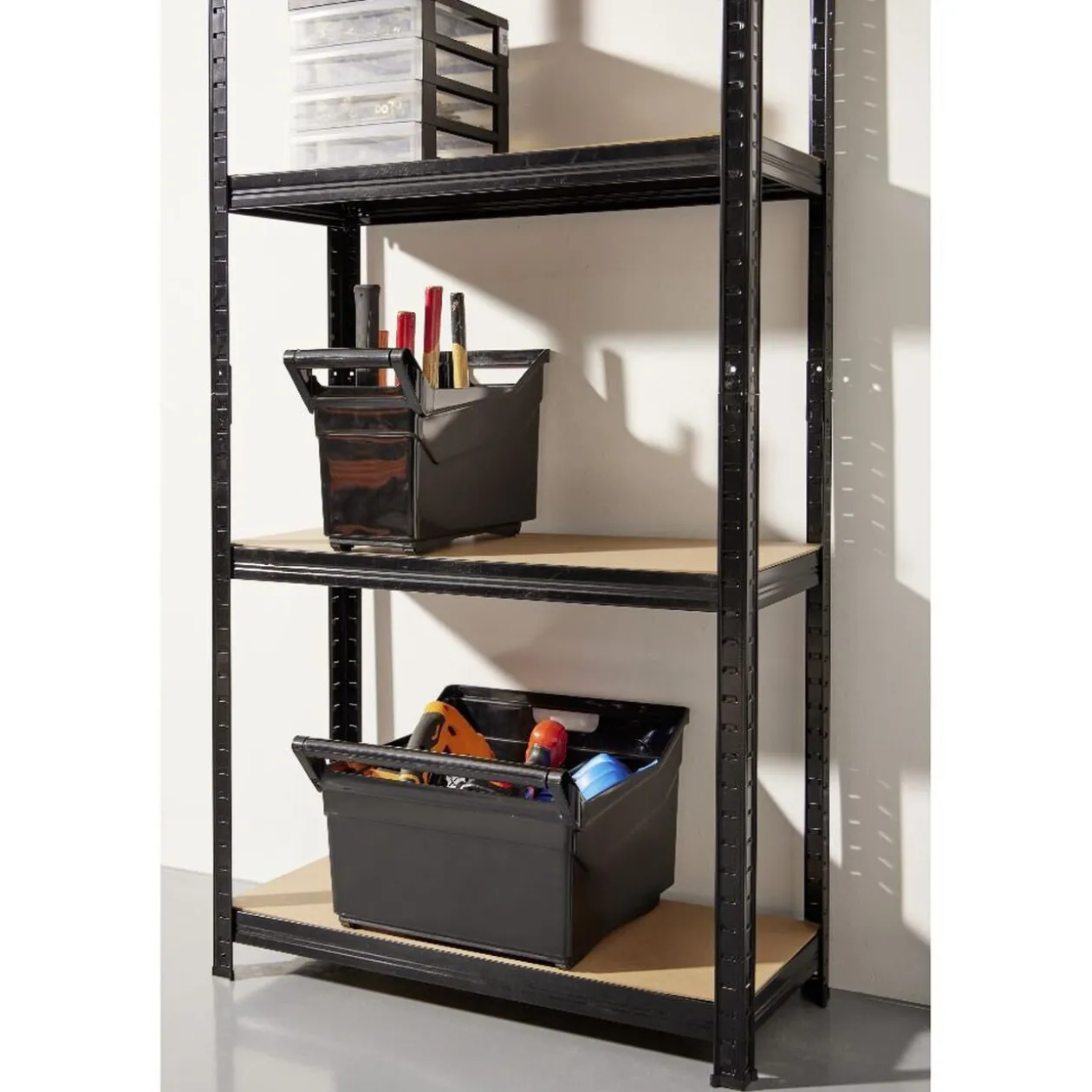 Étagère sur pied bois métal 4 niveaux 75xH149x30cm