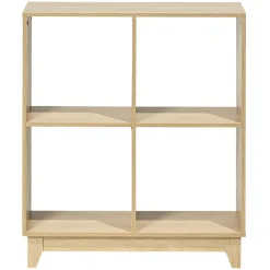 Étagère sur pieds à 4 casiers contreplaqué naturel