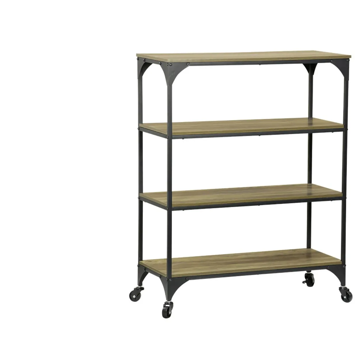 Étagère sur pieds Detroit métal bois noir et marron 80x35xH102,5 cm