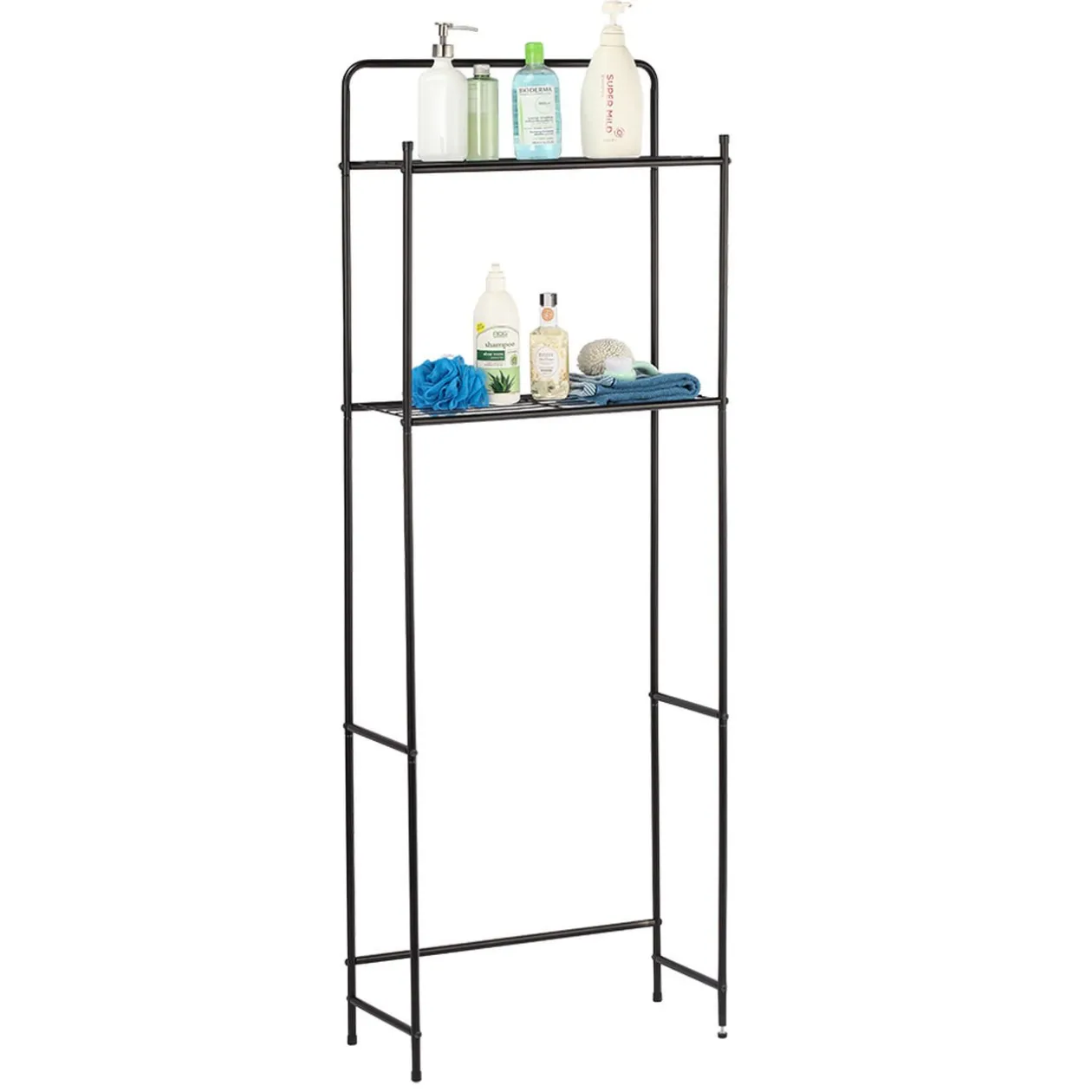 Étagère WC 2 niveaux en métal noir