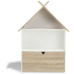 Étagère Woody blanche et bois clair 1 tiroir 2 niches