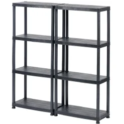 Étagères noires en plastique 4 niveaux x2