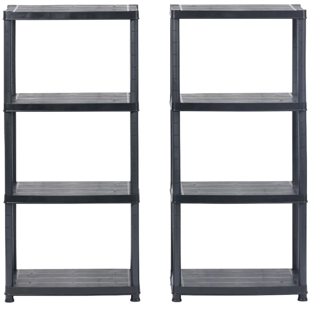 Étagères noires en plastique 4 niveaux x2