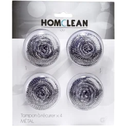 Tampon à récurer boule en inox x 4
