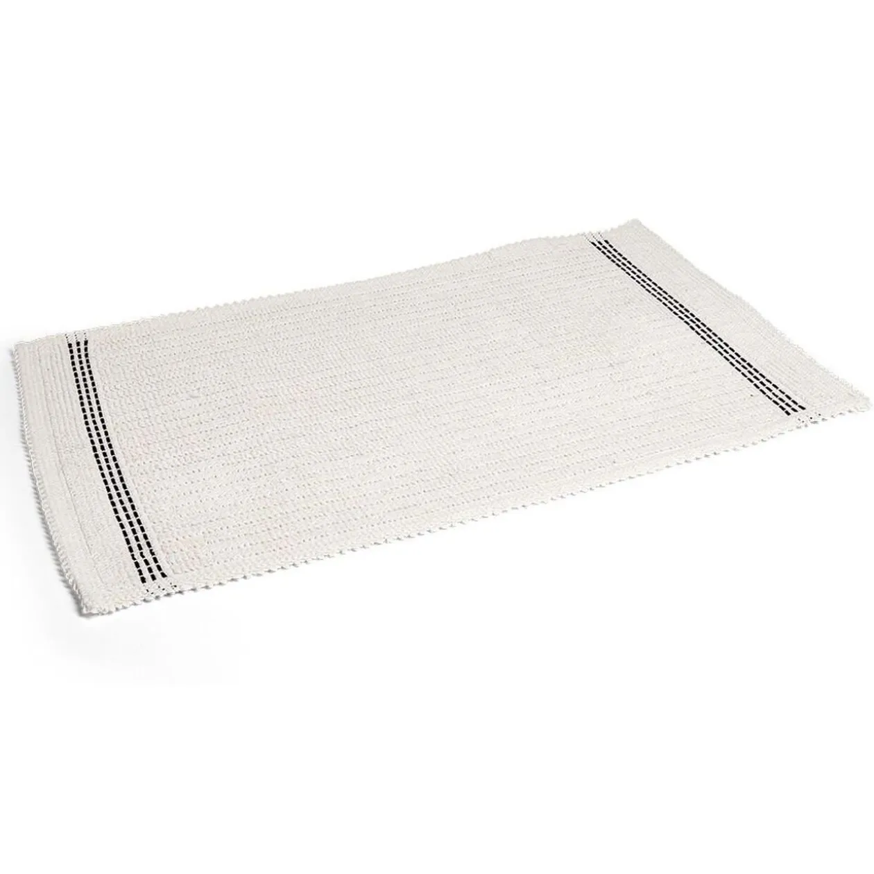 Tapis de bain 100% coton blanc et noir 70x50cm
