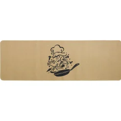 Tapis de cuisine effet lin motif cuisine 120x50 cm