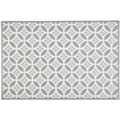 Tapis de cuisine en vinyle imprimé rosace blanc et gris L. 70 cm