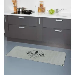 Tapis de cuisine gris polyamide décor Cooking courses 120x50 cm
