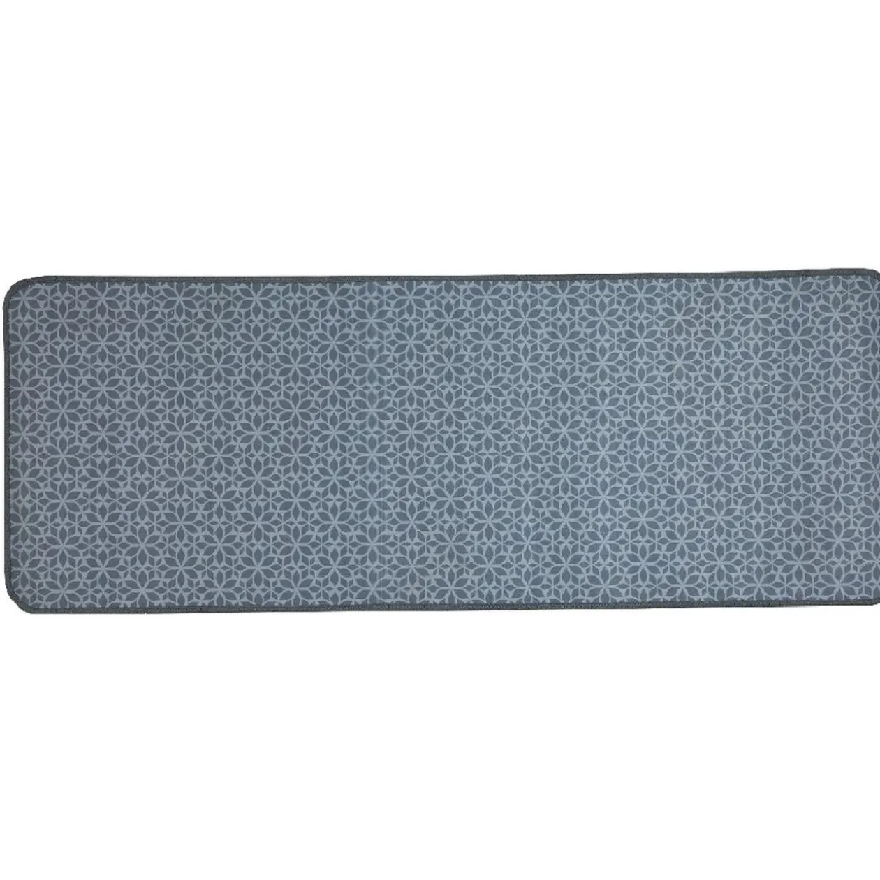 Tapis de cuisine imprimé rosaces bleu gris 120x45 cm