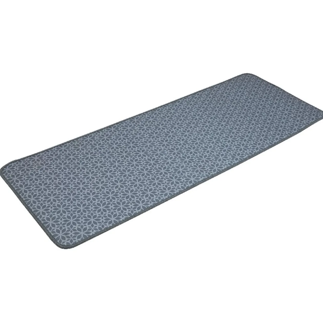 Tapis de cuisine imprimé rosaces bleu gris 120x45 cm