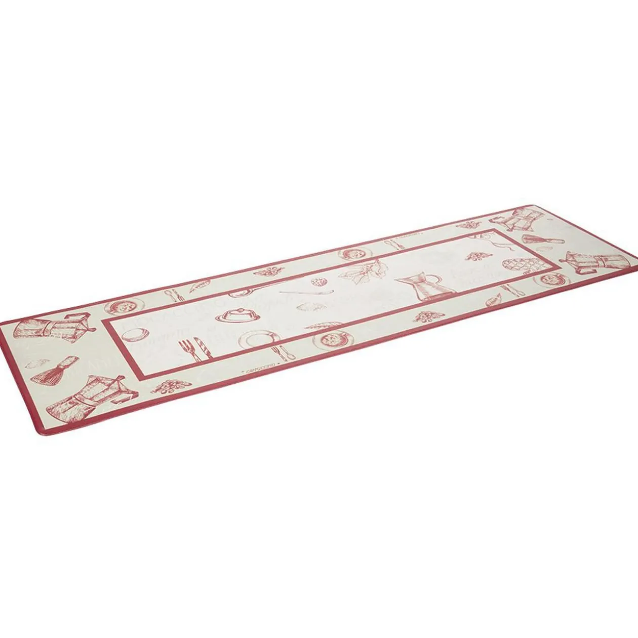 Tapis de cuisine imprimé rouge et blanc 150 x 45 cm